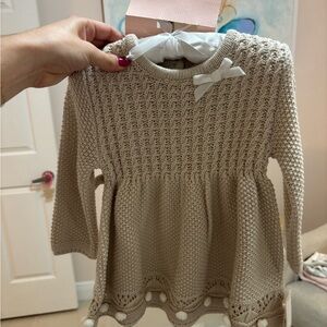 cupcakes & cashmere Cream Knit Sweater Dress with Bow